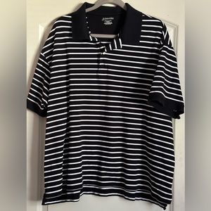 St. John’s Bay Striped Interlock Polo Black Striped-Size 3XL